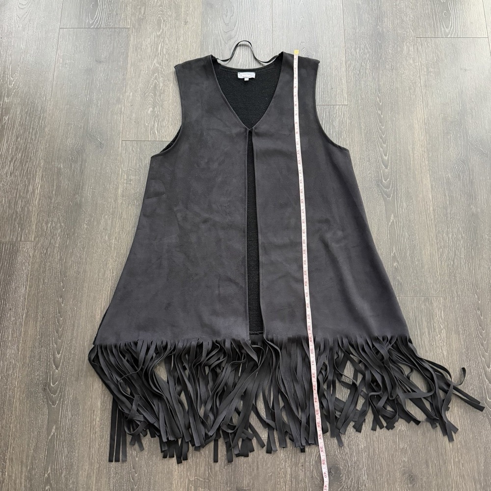 Neiman Marcus Women Fringe Faux Suede Vest Large Coachella Boho Festival Western - Picture 8 of 10
